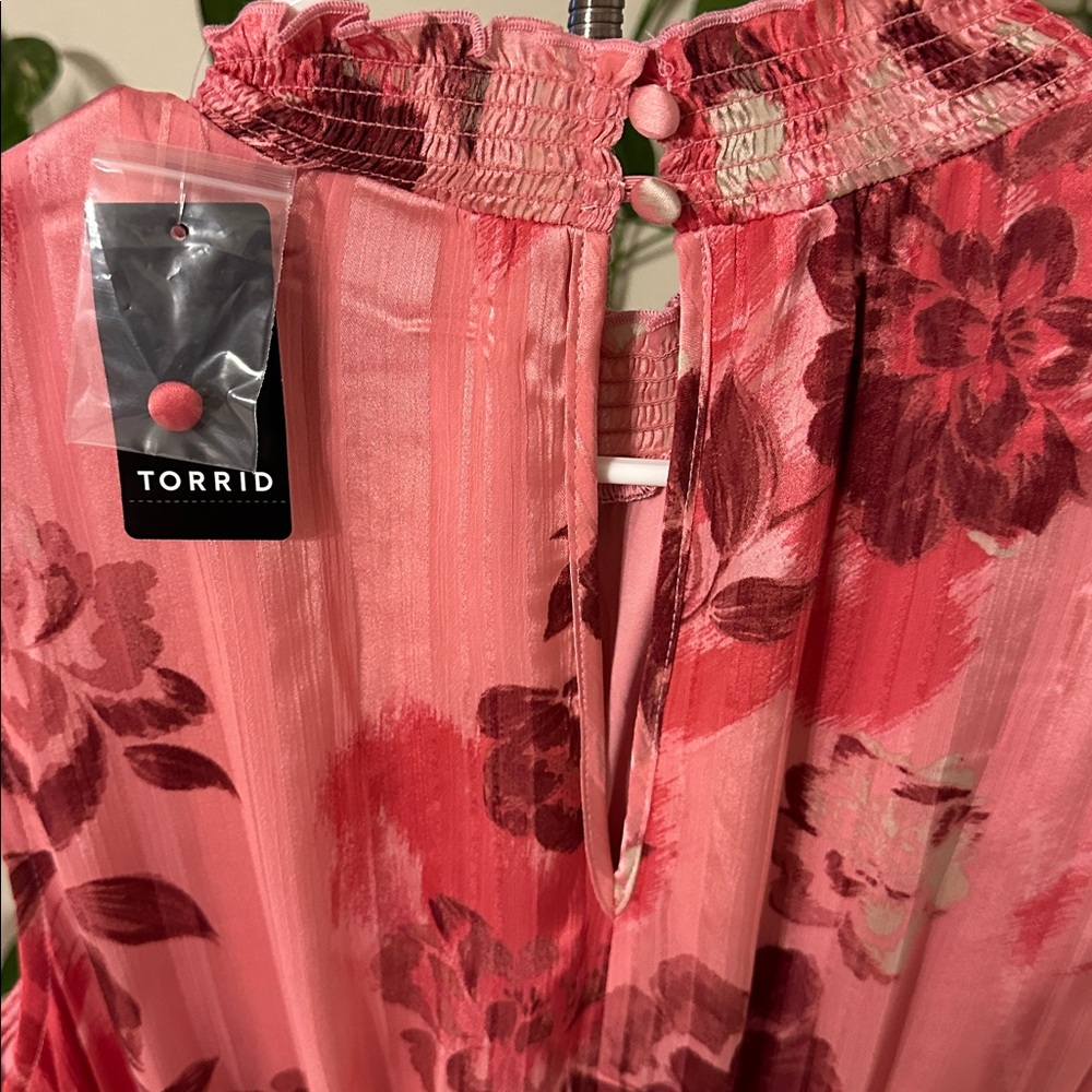 Torrid Pink Floral Midi Dress - Picture 10 of 16